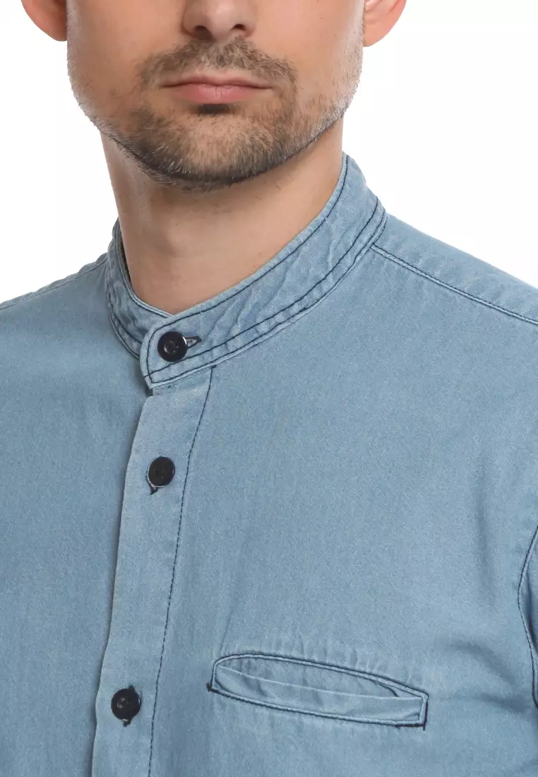 Kemeja Denim Kerah Mandarin KB L/S Light Blue 182312