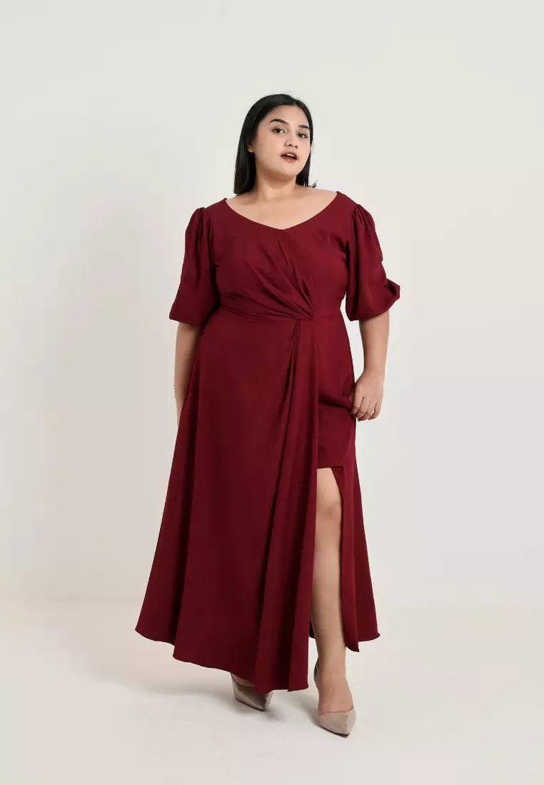 Plus Size Party Dress Arielle Maroon