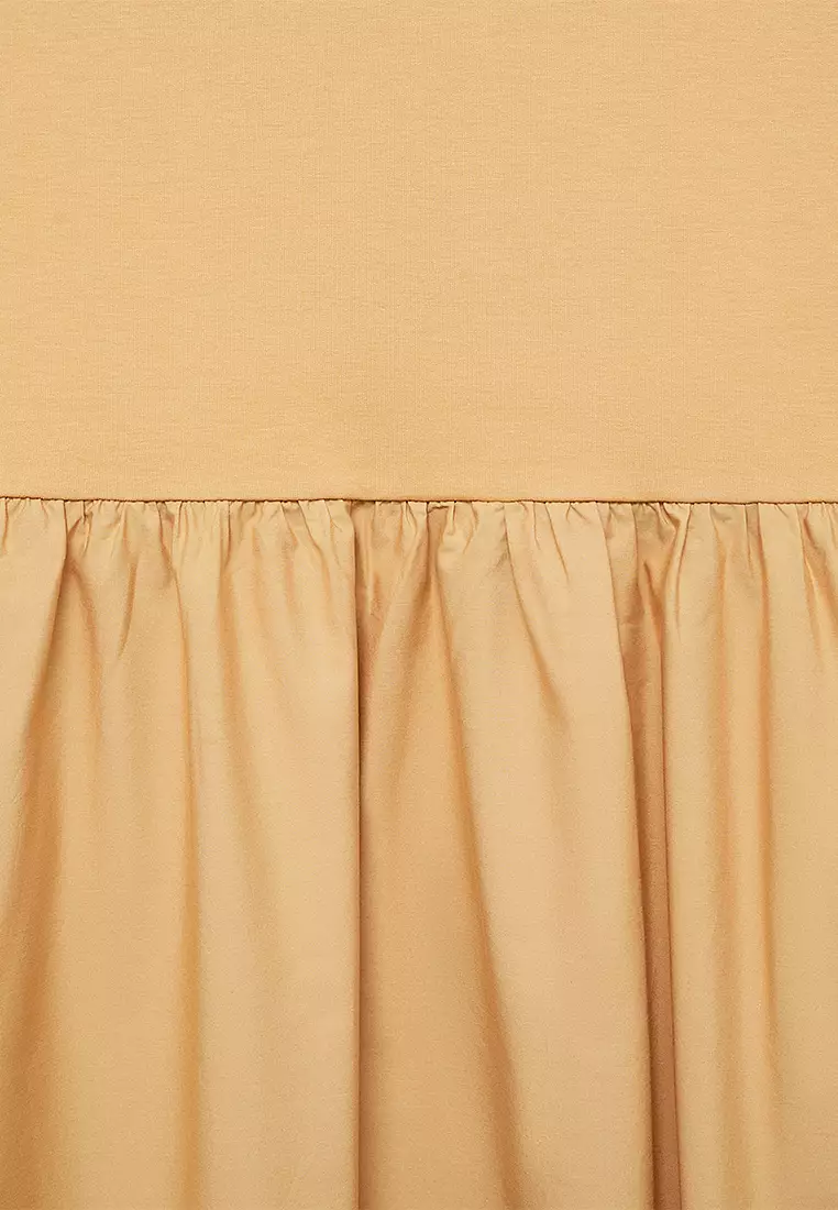 Combined Fabric Midi-Dress