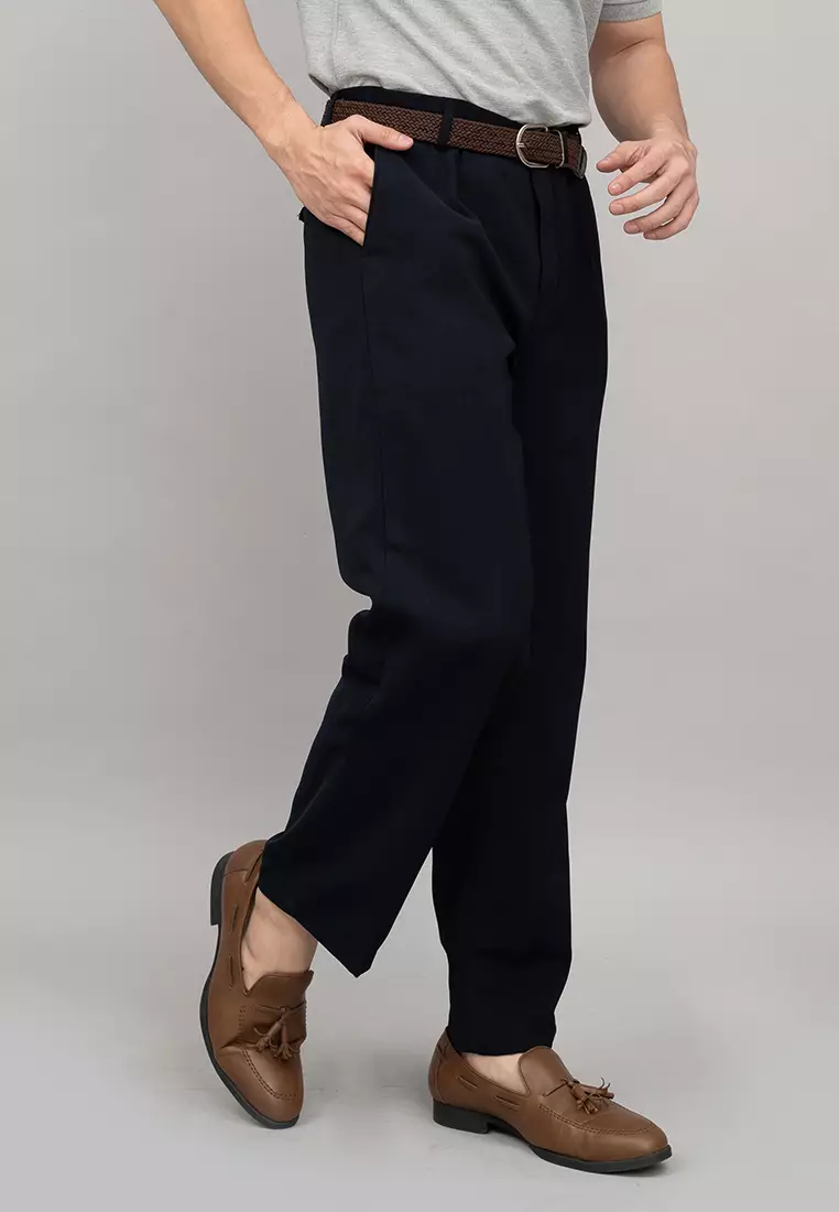 Houseofcuff Celana Panjang Bahan Regular Loose Fit Pants Navy