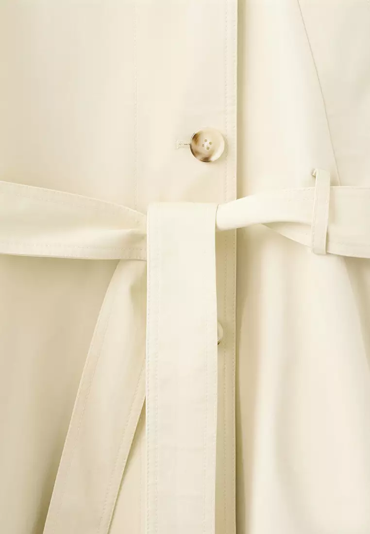 Funnel Neck Belted Trench Coat