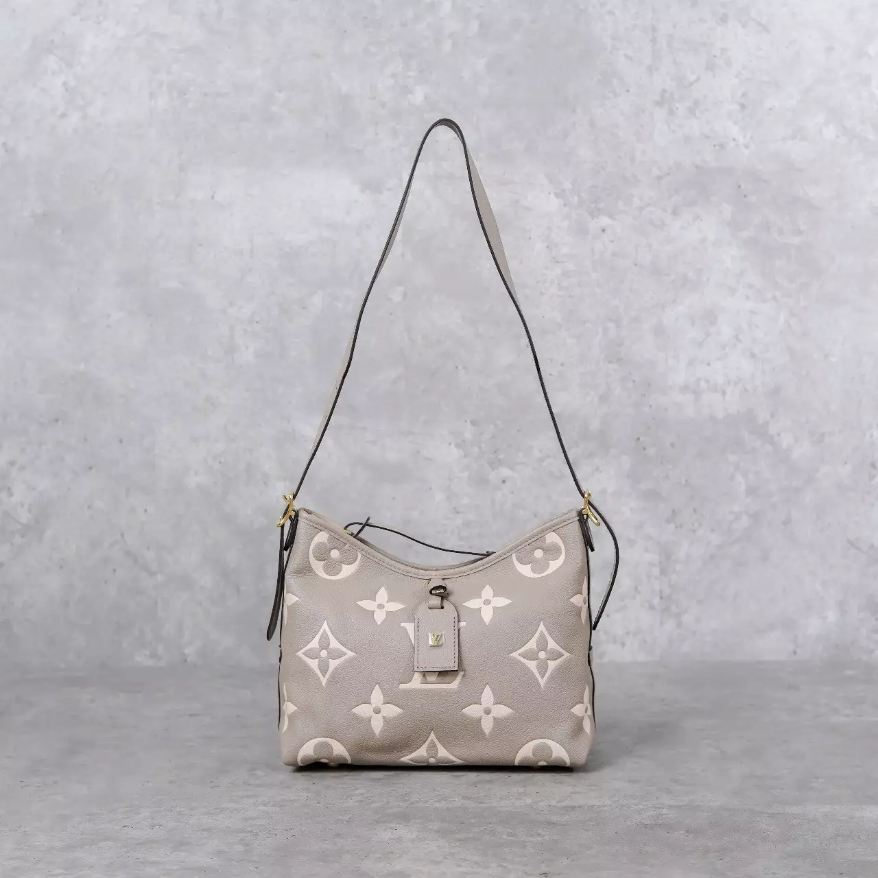 Tas LOUIS VUITTON LV CARRY ALL PM MONOGRAM EMPREINTE BEIGE LEATHER ZIP SHOULDER BAG 100% ORIGINAL