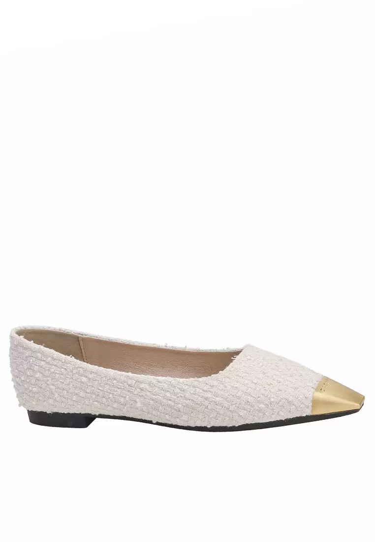 Discount on Twenty Eight Shoes  shoes - SKU: Metal Toe Cap Tweed Flat Shoes WW1688-6