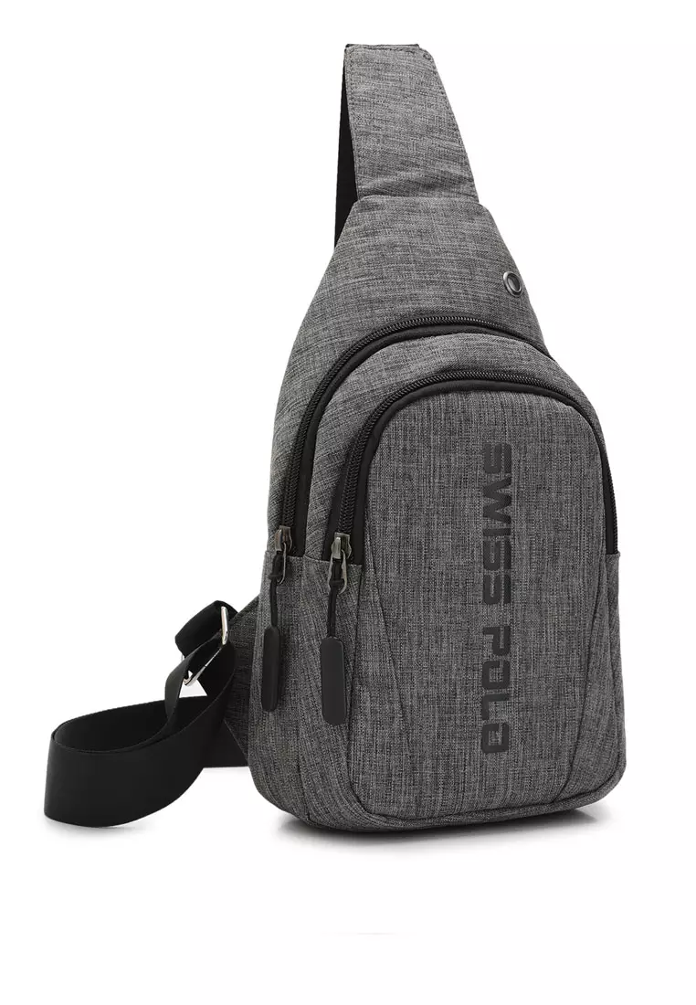 Buy Swiss Polo Men's Chest Bag / Sling Bag / Crossbody Bag Grey
