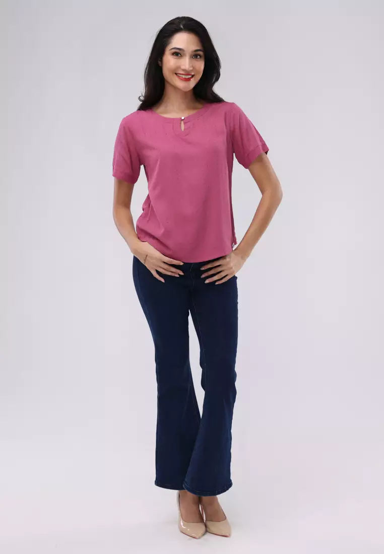 Short Slv. Roundneck Blouse