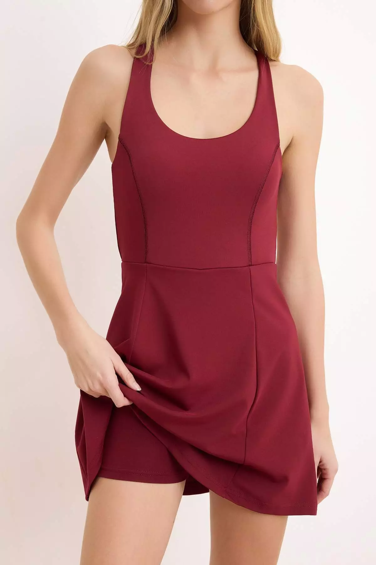 Burgundy Diver/Scuba A-Line Dress Thmss23El6