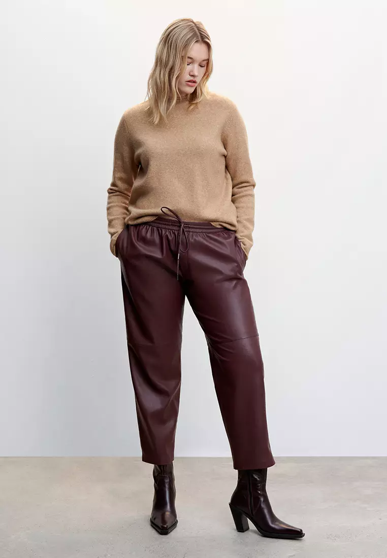 Buy Mango Leather Effect Elastic Waist Trousers 2024 Online