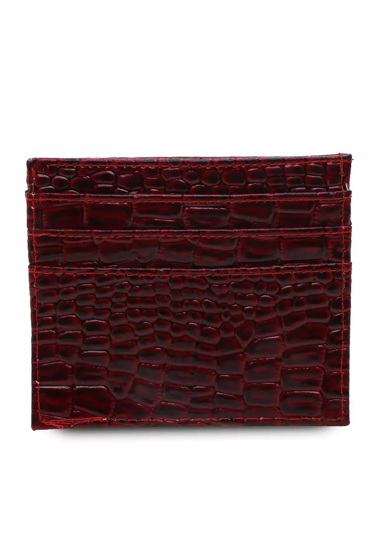 Card Holder Material Croco Dompet Kartu Wanita 6 Slot + 1 Slot Money - Maroon
