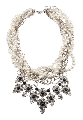 Twisted Pearl Necklace With Gems Pendant, 飾品salon esprit配件, 飾品配件
