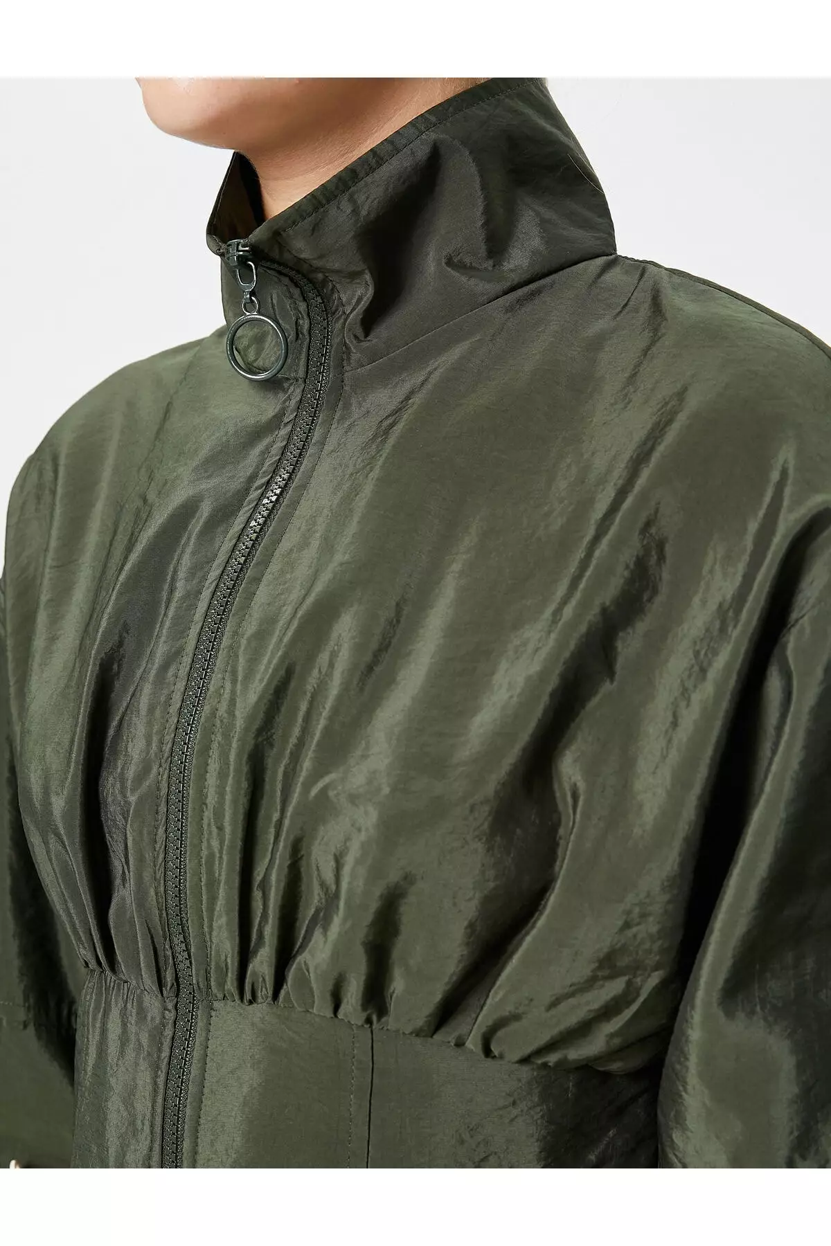 Stand Up Collar Crop Parachute Jacket