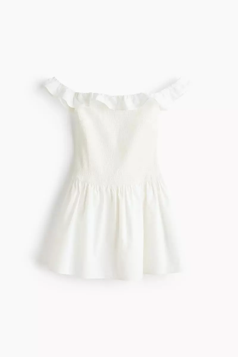 Smocked off-the-shoulder dress