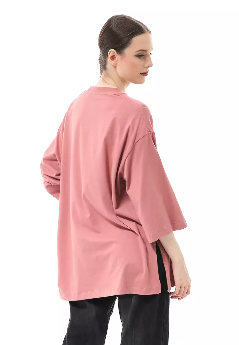 Wina Kaos Atasan Wanita Polos Basic Oversize - Dusty Rose