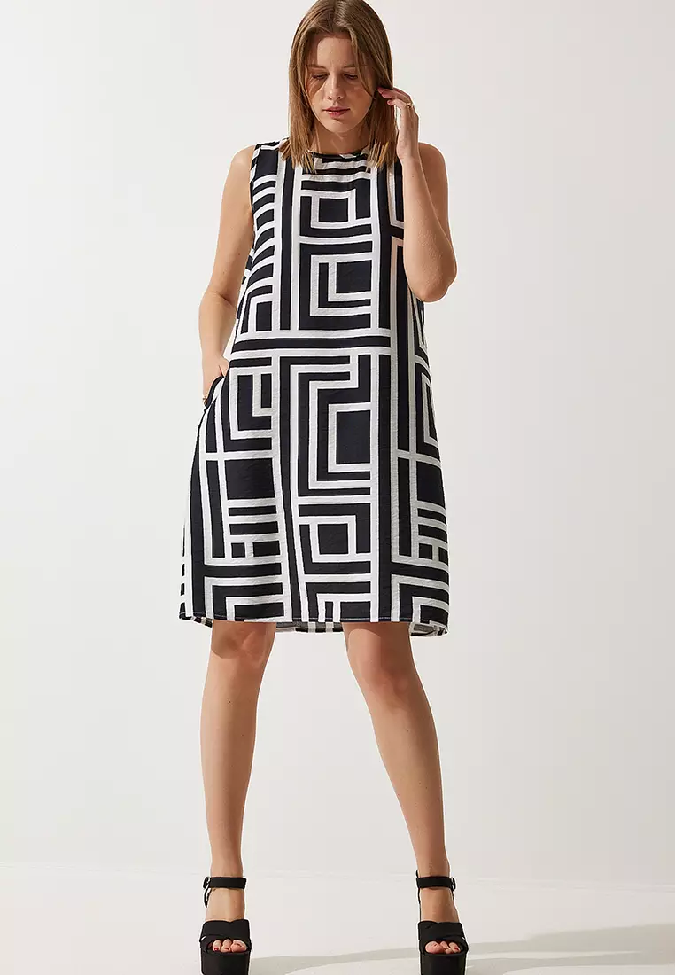 Vivid White Black Dress