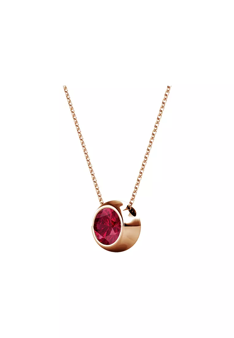 Birth Stone Moon Pendant January Garnet RG - Kalung Crystal Swarovski by Her Jewellery
