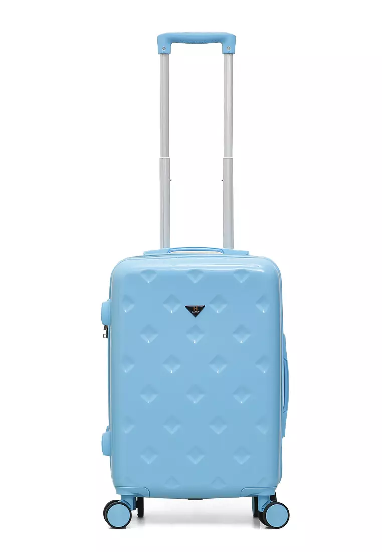 Carlton Koper Size 20inch Diamond Zipper 3 Number Combination Suitcase Unisex Material Fiber ORIGINAL - Blue