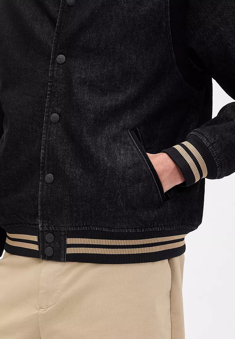 Oversized Varsity Denim Jacket