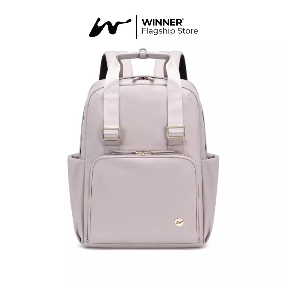 WINNER Tas Ransel Laptop 14 inch Oxford Anti-Air Backpack Korean Style (T14-018-6130) - Warna Light-Pink 14 inch