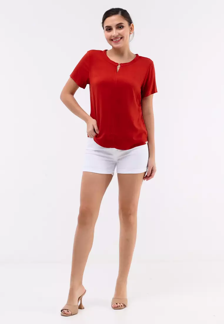 Short Sleeves Round Neck Blouse