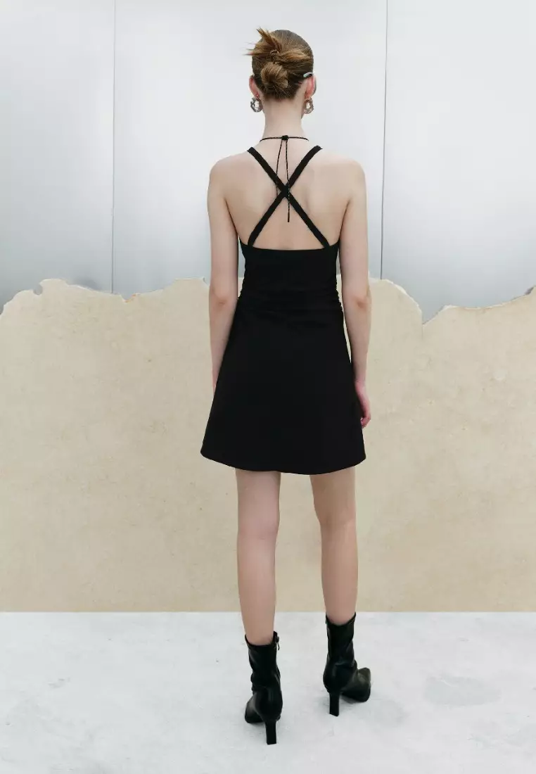 zara black halterneck dress