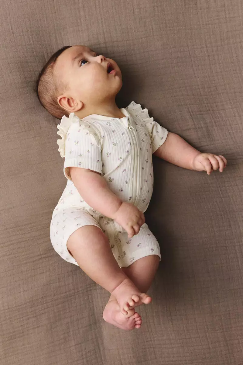 2-pack frill-trimmed cotton sleepsuits