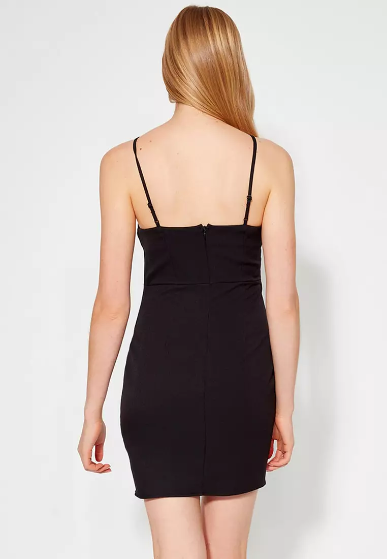 Slit Detail Halter Neck Dress