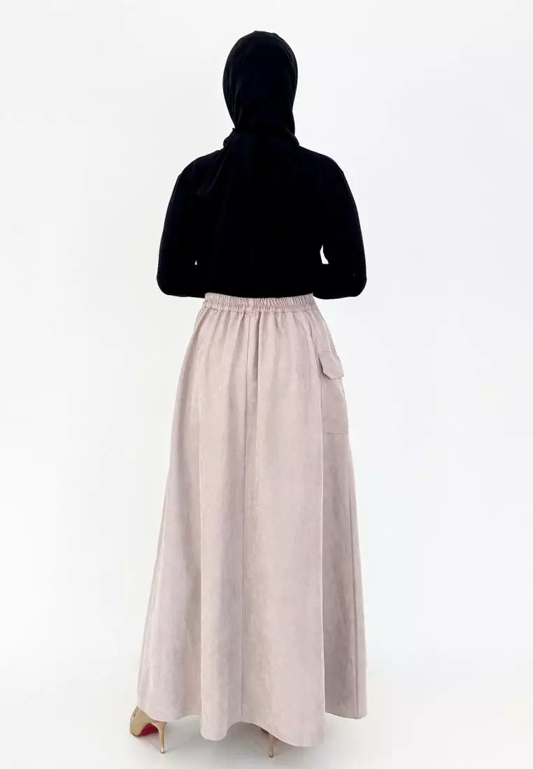 Carla Suede Skirt (Rok Panjang A-Line) COKLAT