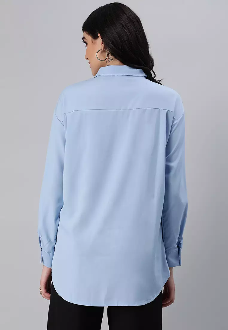 Kemeja Lengan Panjang Biru