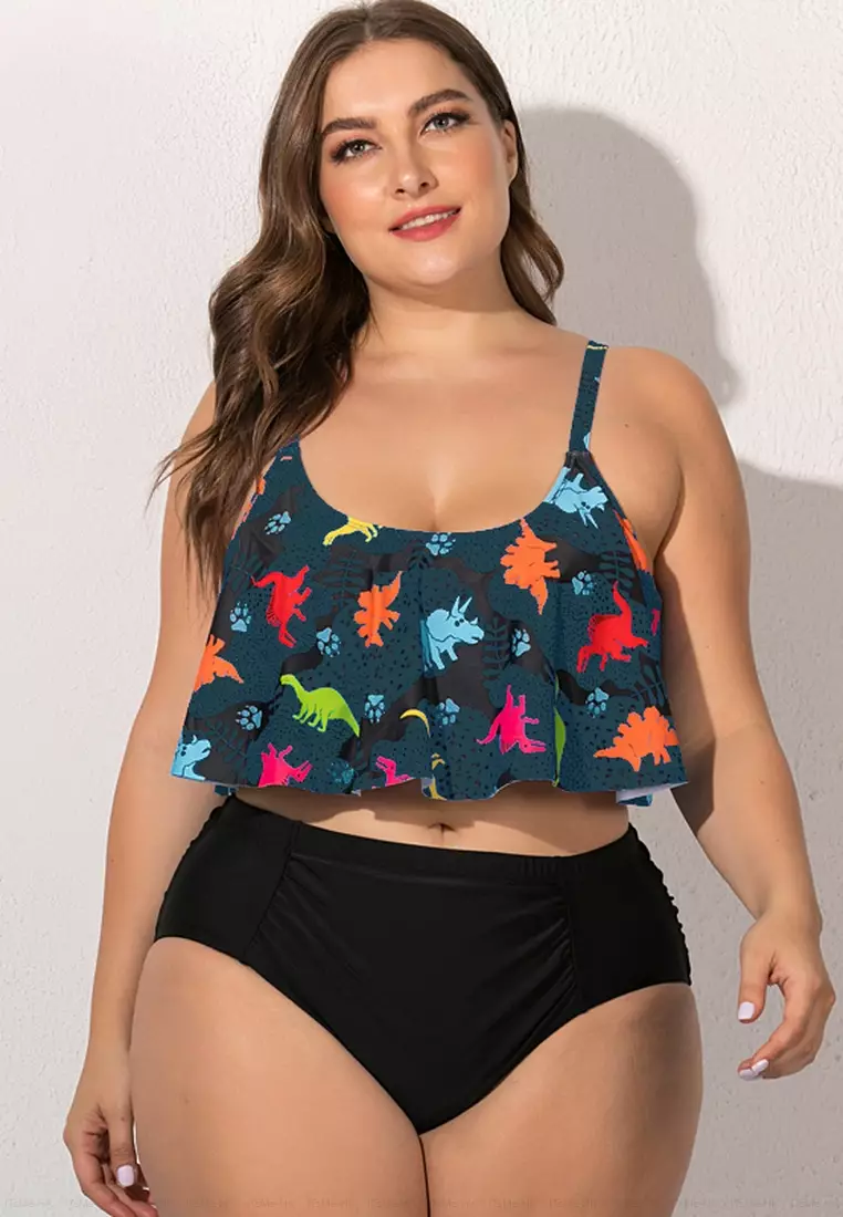 Plus size crop top swimsuit sales