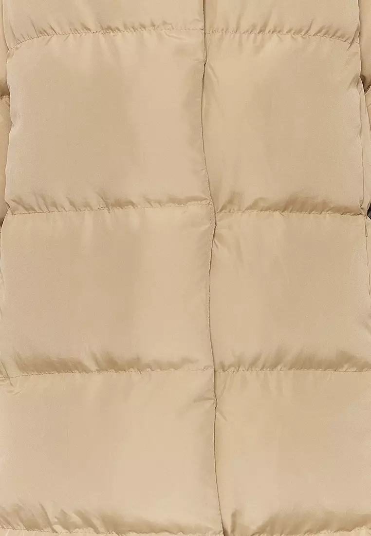 Mink Regular Side Snap Closure Water Repellent Long Quilted Puffer Coat TWOAW24MO00044