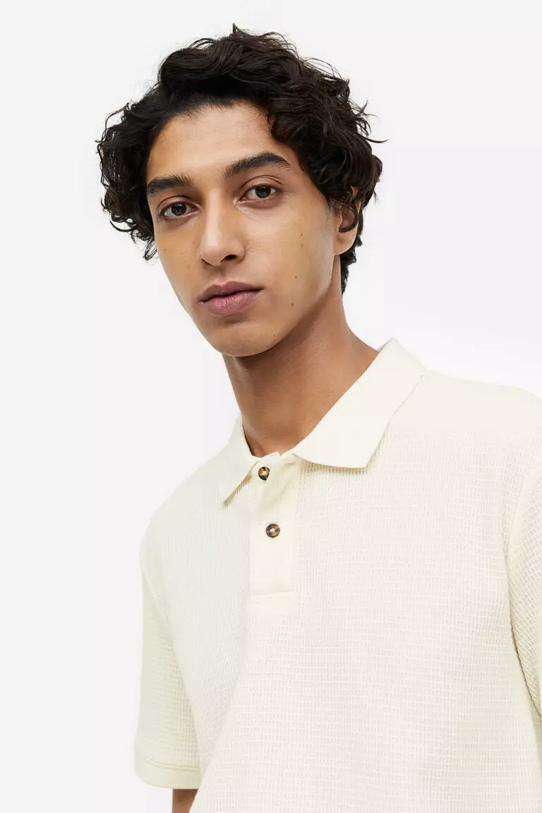 Slim Fit Waffled polo shirt
