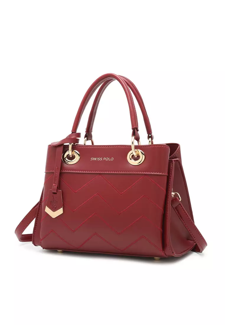 Women's Zig Zag Quilted Top Handle Bag / Crossbody Bag / Shoulder Bag (Tas Selempang Wanita / Tas Tangan Wanita / Tas Bahu Wanita) - Merah