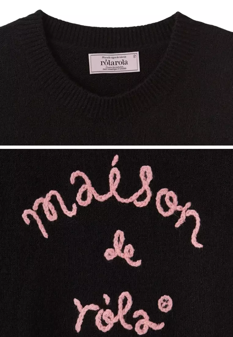 Maison De Rola Embroidery Knit - Black