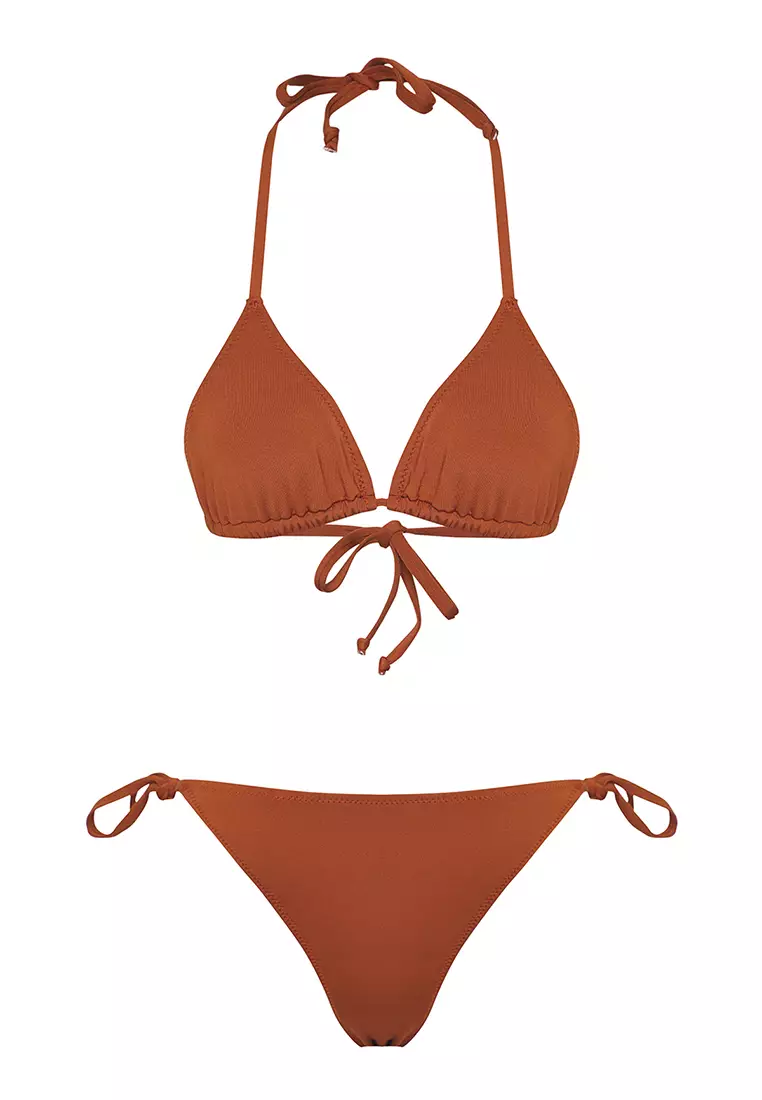 Brown 3-Piece Set Bikini Set & Pareo TBESS25JS00002
