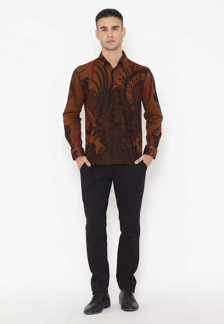Kemeja Batik Pria Slimfit Kalandra - Brown