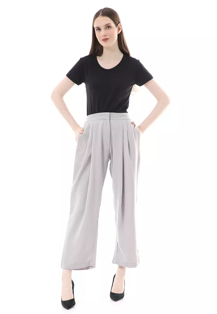 Dash Cullote Pants Bawahan Wanita High Quality - Light Grey