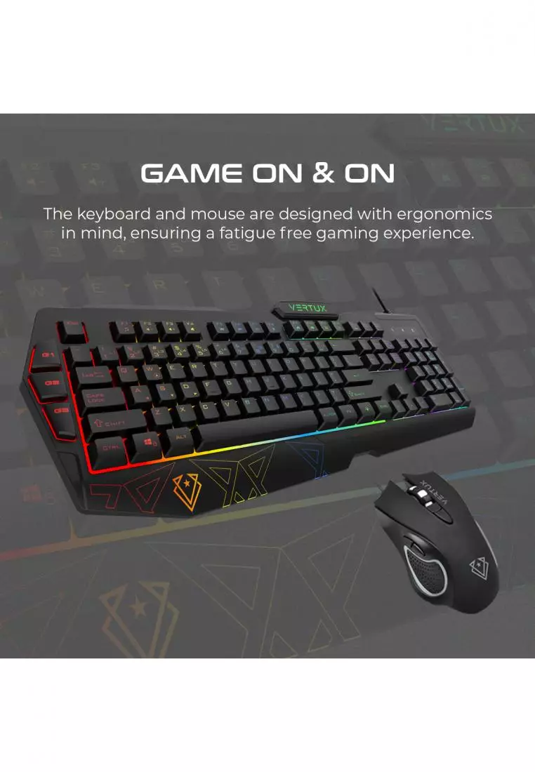 Buy Vertux Vendetta Ergonomic Gaming Keyboard and Mouse Combo with