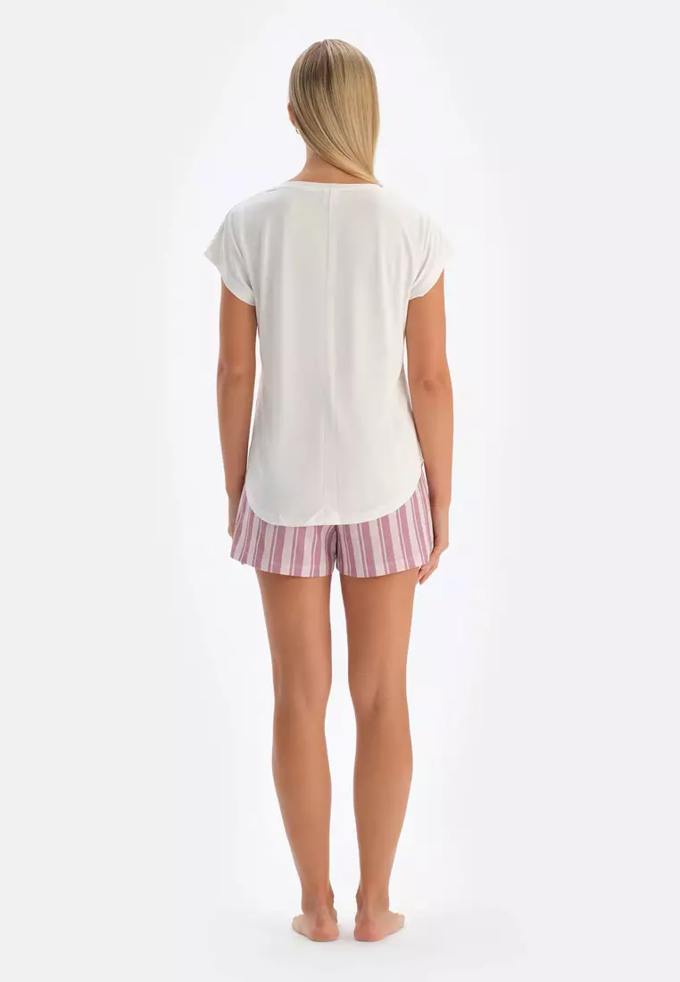 2-Pack Light Pink Shorts, Floral Print, Regular, Short Leg, Sleepwear for Women