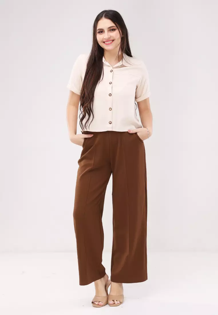 Single Twill Woven Short Sleeves Blouse