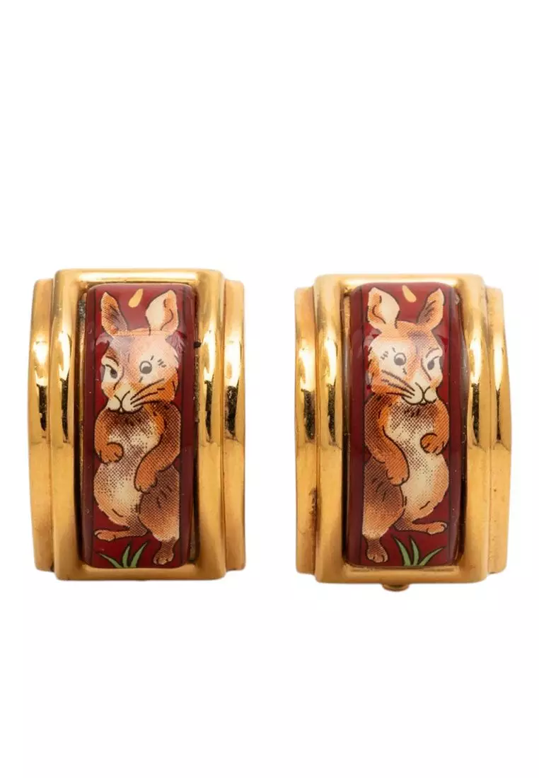 Buy Hermès Pre-Loved Hermès Enamel Rabbit Print Cloisonne Clip On ...