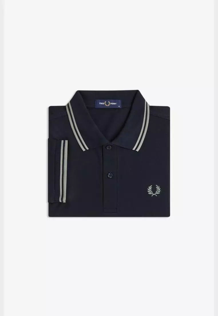 Fred Perry M3600 Twin Tipped Fred Perry Shirt (Navy / Seagrass / Seagrass)