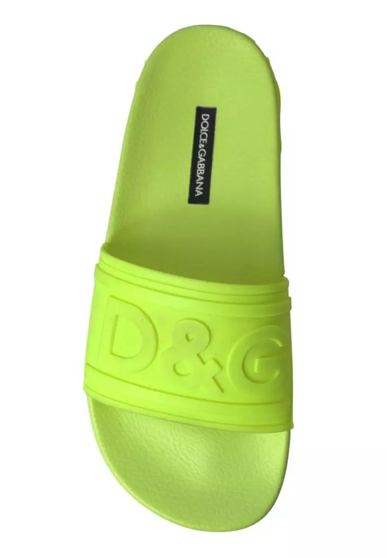 Buy Dolce & Gabbana Dolce & Gabbana Yellow Green Sandals Slides