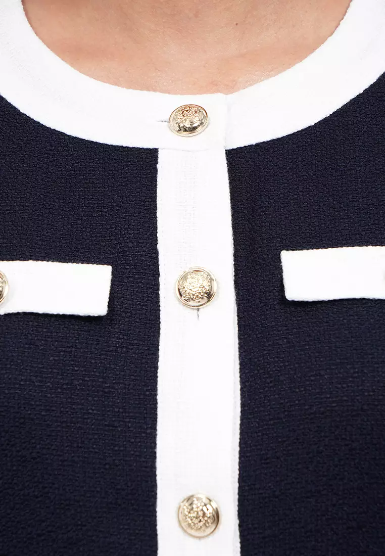 Boxy Short Sleeve Tweed Blouse