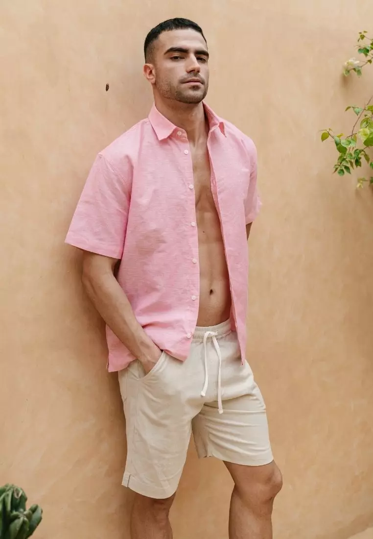 Coconut Celana Pendek Linen Pria Cream | Linen Short Pants Men Cream