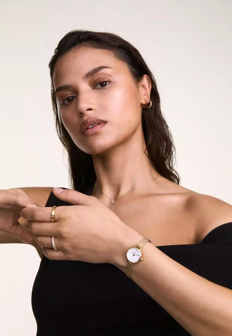 Petite Mini 19mm Evergold Gold White - Women Watch stainless steel watch DW Official Authentic Original