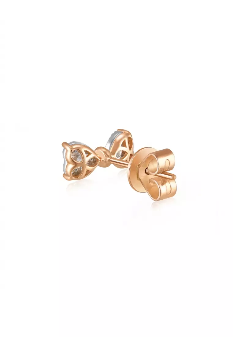 18K White & Rose Gold Stud Earring for Women 93032E (Sold Single Not Pair)