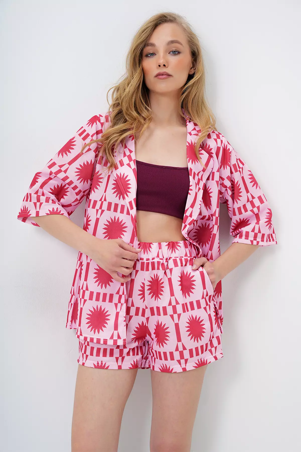Patterned Shirt & Shorts Set
