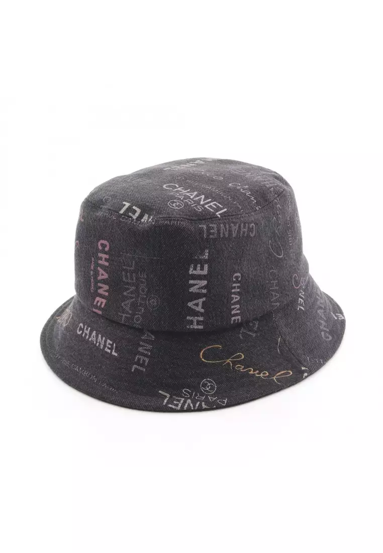 ChaneI Denim Crusher All Over Logo Spell- Out Graffiti Bucket Hat Black Multi CHANEL Denim Allover Logo Crusher Bucket Hat | eBay main image 2