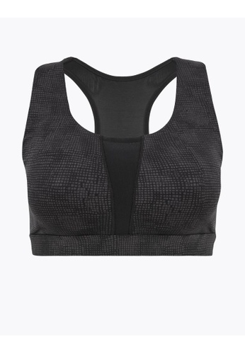 MARKS & SPENCER black M&S Mesh High Impact Non-Wired Sports Bra E81F0US30F56AEGS_1