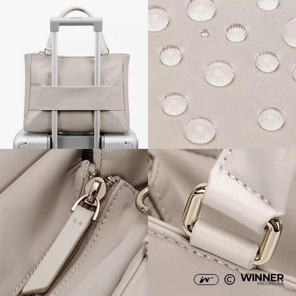 Tas Laptop 15,6 inch Bahu Selempang Nilon Oxford Anti-Air Wanita Bag (T14-019) - Warna Khaki 15,6 inch