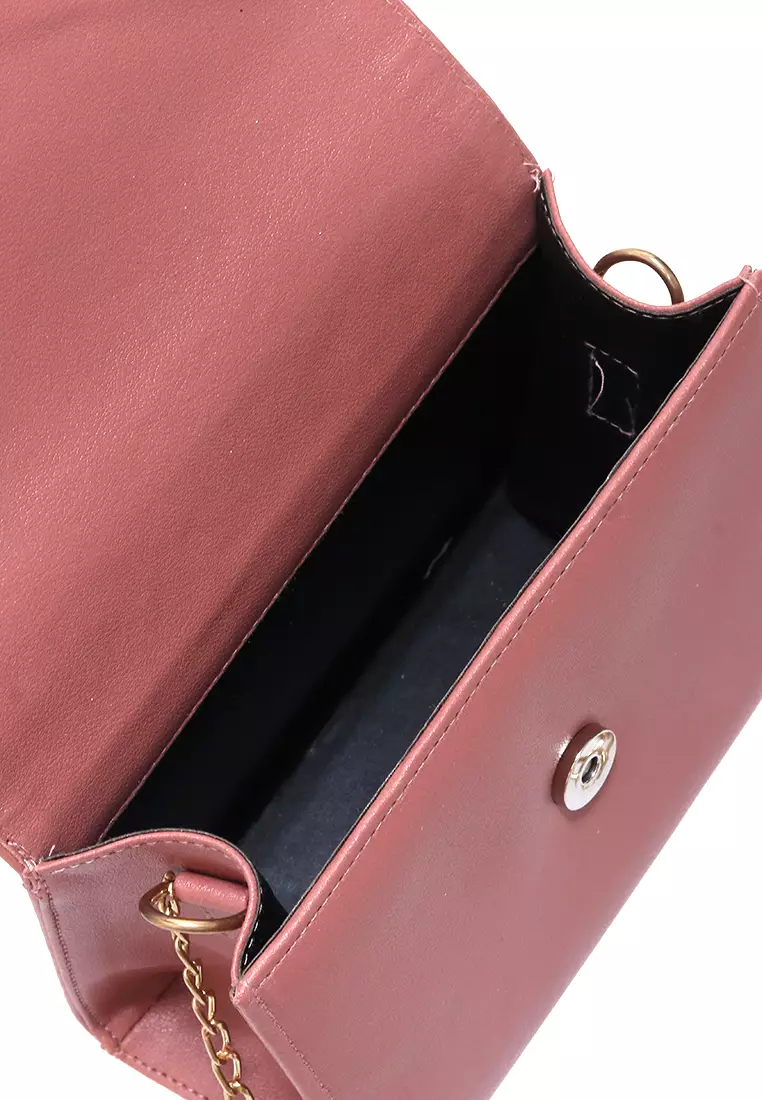 Michela Tas Selempang Wanita Rantai Premium Good Quality - Dusty Pink